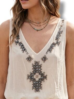 NWT Vintage 2010’s Anthropologie TINY Beaded Silk Blend Tank Top Blouse Large